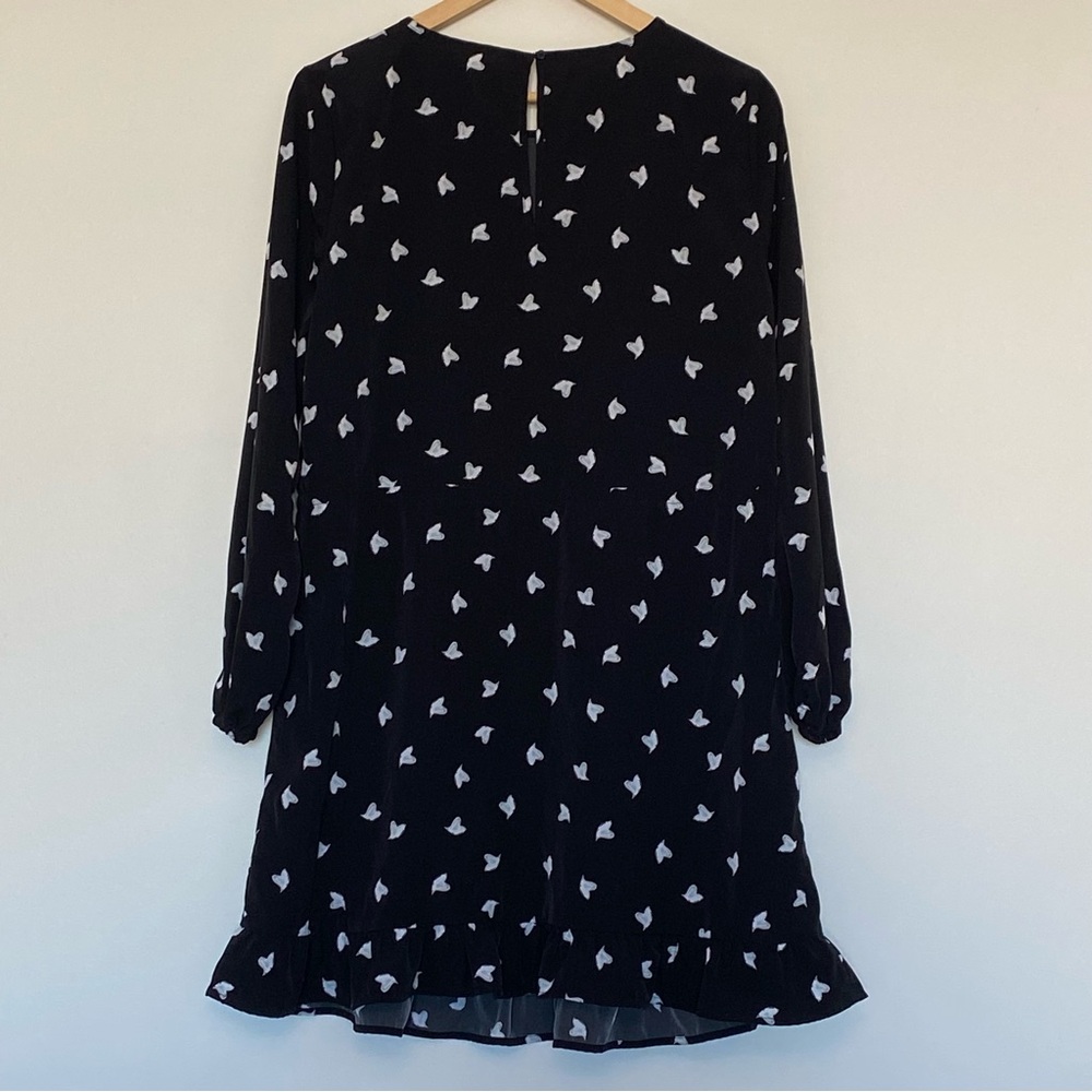 Joe Fresh Women’s Black White Heart Print Dress Size Medium Elastic Waist Casual - Picture 3 of 7